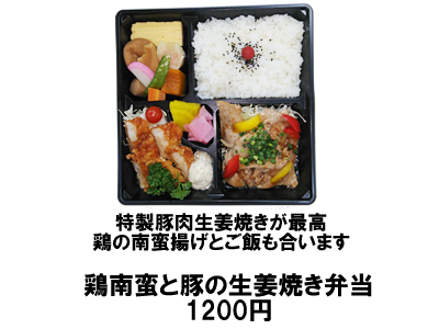 鶏南蛮と豚の生姜焼き弁当